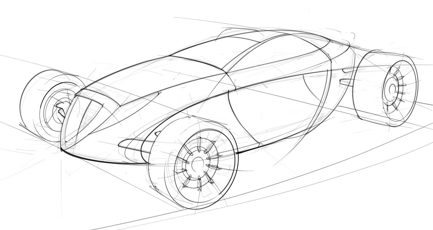 Hand drawn sketch of a modern hot rod created in Autodesk SketchBook Pro