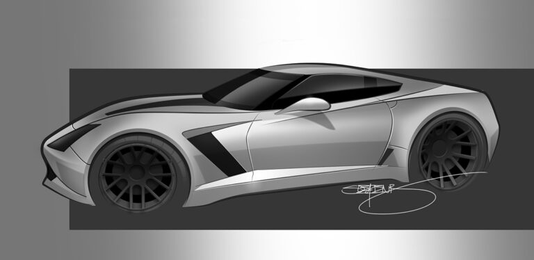 white corvette z06 rendering