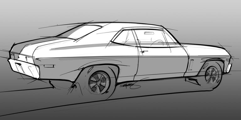 chevy Nova digital sketch