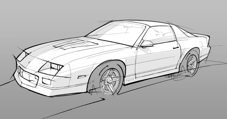 pencil sketch IROC-Z camaro