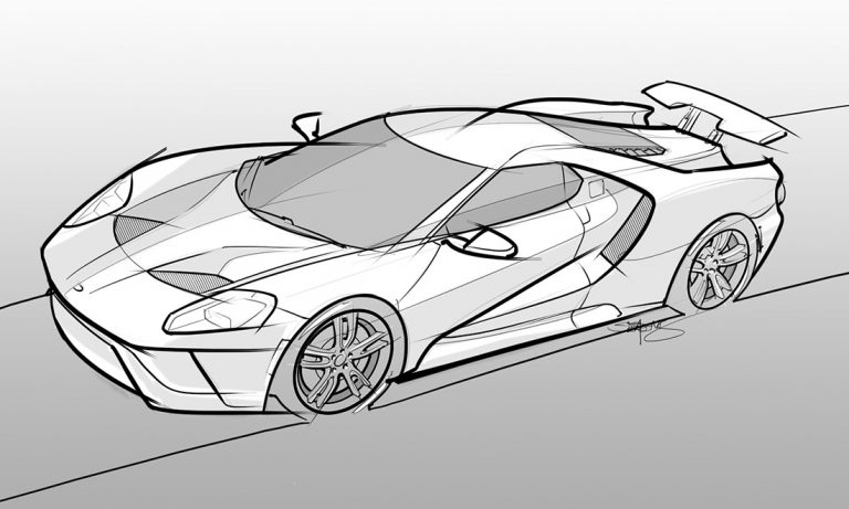 drawing of a 2017 ford GT