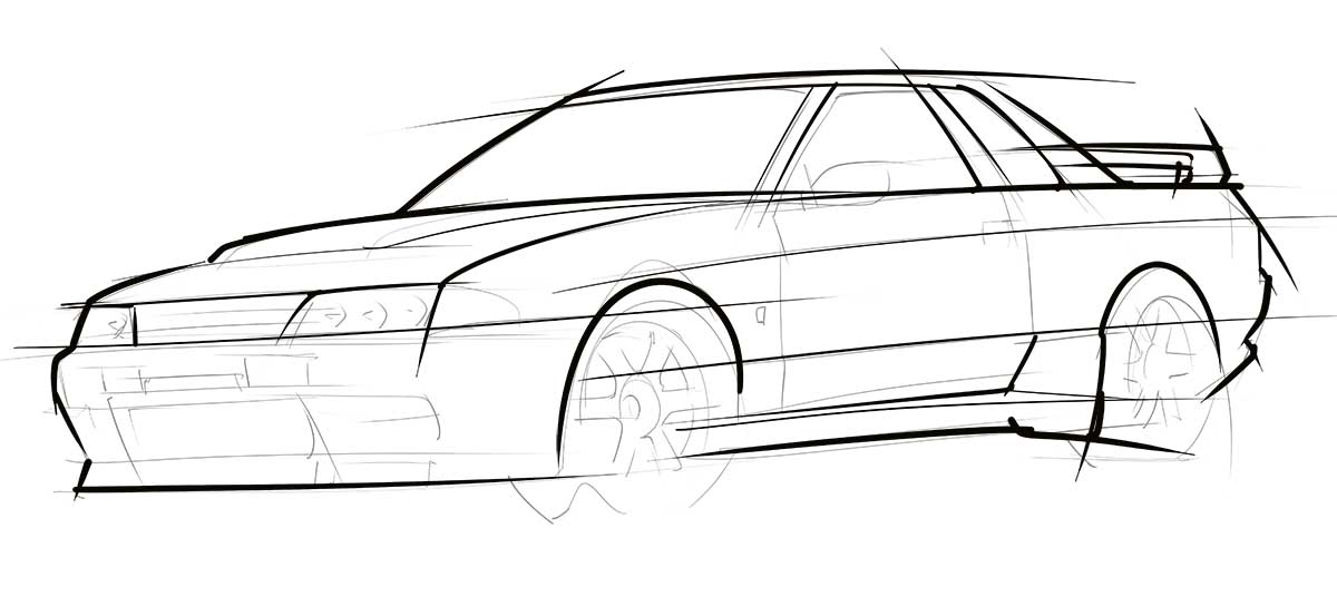 Defining the shape of my Nissan R32 GTR sketch